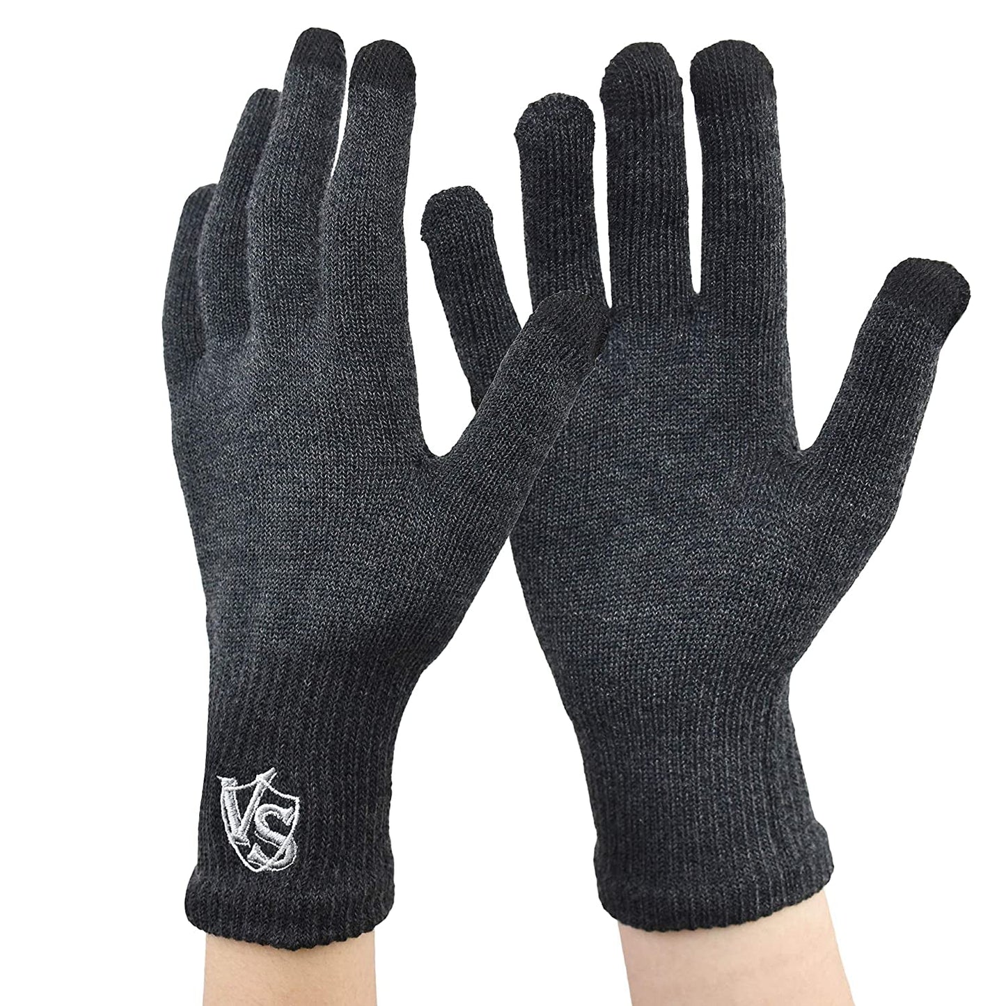 Vital Salveo Full Finger Touchscreen Arthritis Gloves Nonslip Carpal Tunnel-Pair-Dark Grey-S
