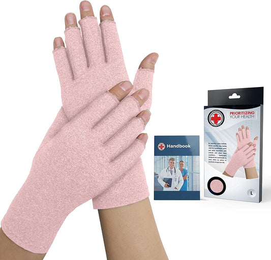 Doctor Developed Ladies Arthritis Gloves / Compression Gloves for Women & Handbook (M)