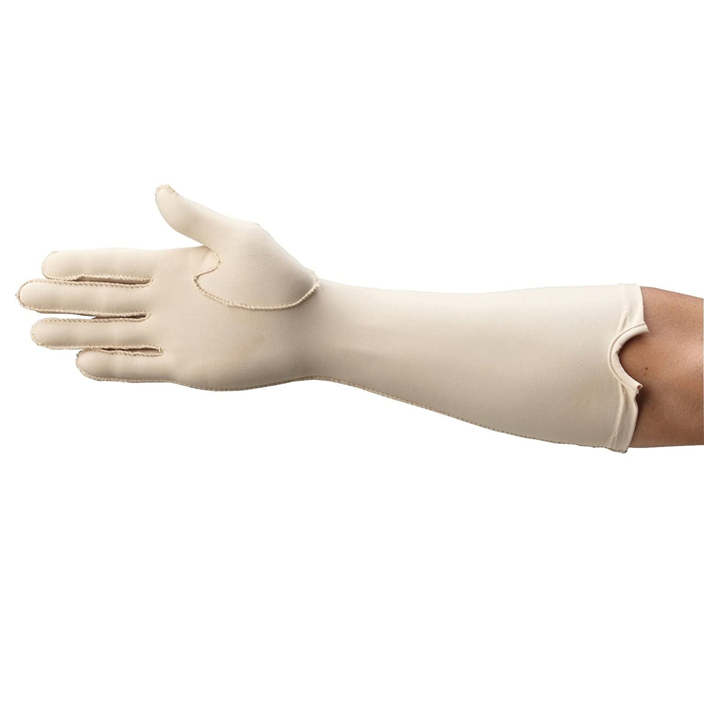 Rolyan 50969 Forearm Length Left Compression Glove, Full Finger Compression Sleeve to Control Edema and Swelling, Water Retention, and Vericose Veins, Covers Fingers to Forearm on Left Arm, Medium