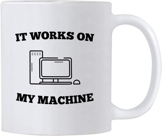 Casitika Computer Science Programmer Gifts. Funny Coding Geek 11 Oz Coffee Mug. It Works on My Machine. Gift Idea for Developer or Programming Teacher/Student. Tech Work Humor Cup.
