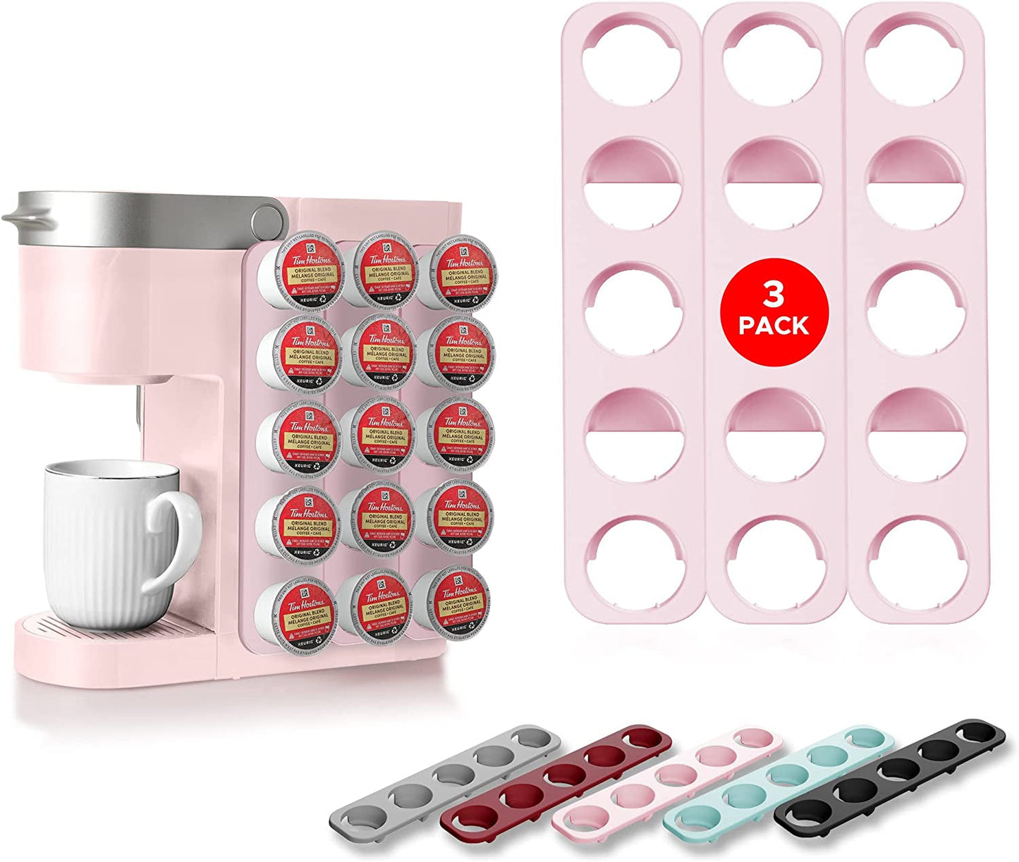 STORAGENIE Slim Kcup Holder, Coffee Pod Storage for Keurig Pods, K Cup Drawer Organizer, 2Pack / for 10 K Cups (Red)