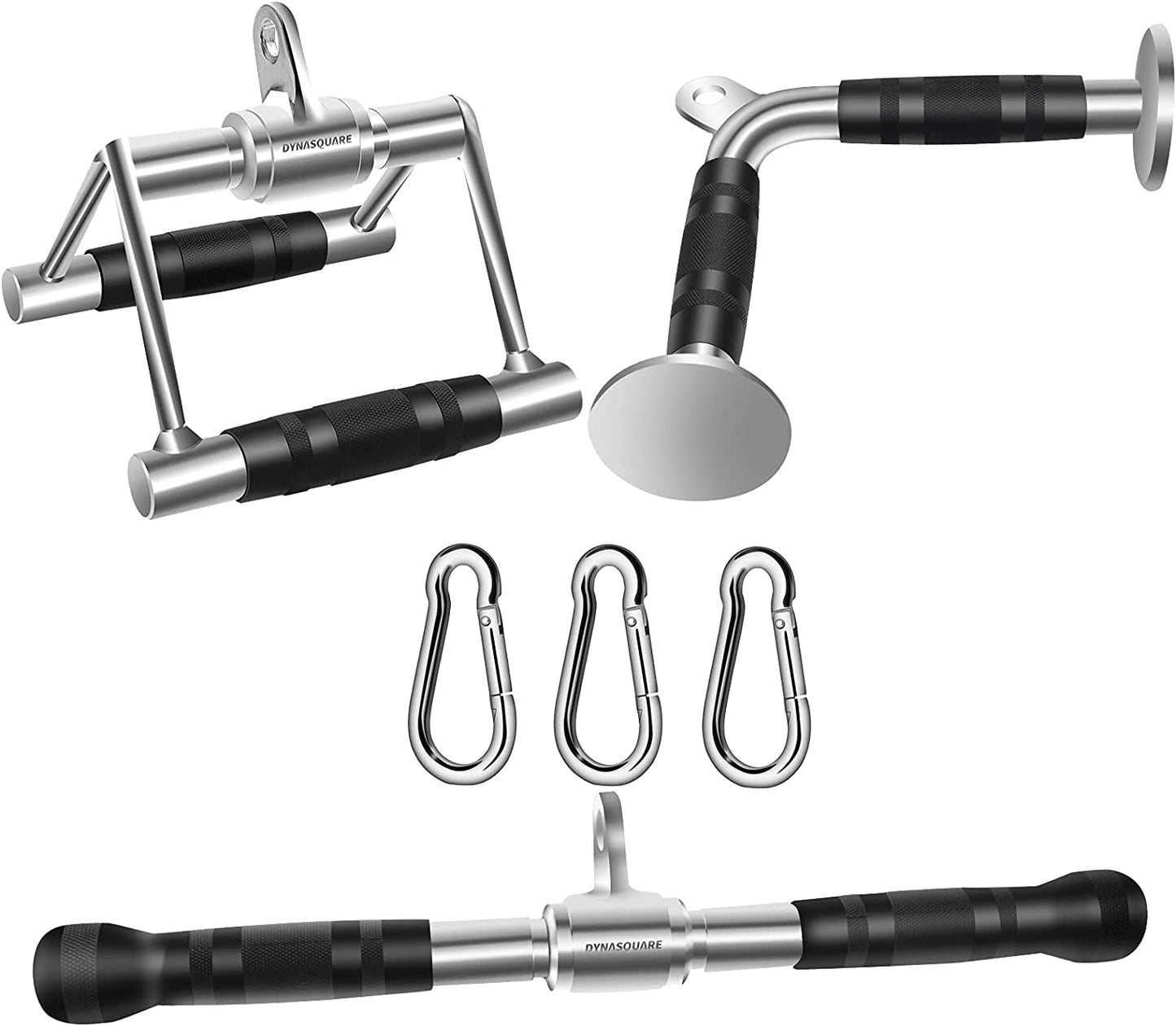 DYNASQUARE Tricep Press down Cable Machine Attachment, LAT Pulldown Attachments, Home Gym Accessories, Double D Handle, V-Shaped Bar, Tricep Rope, Pull down Straight Bar