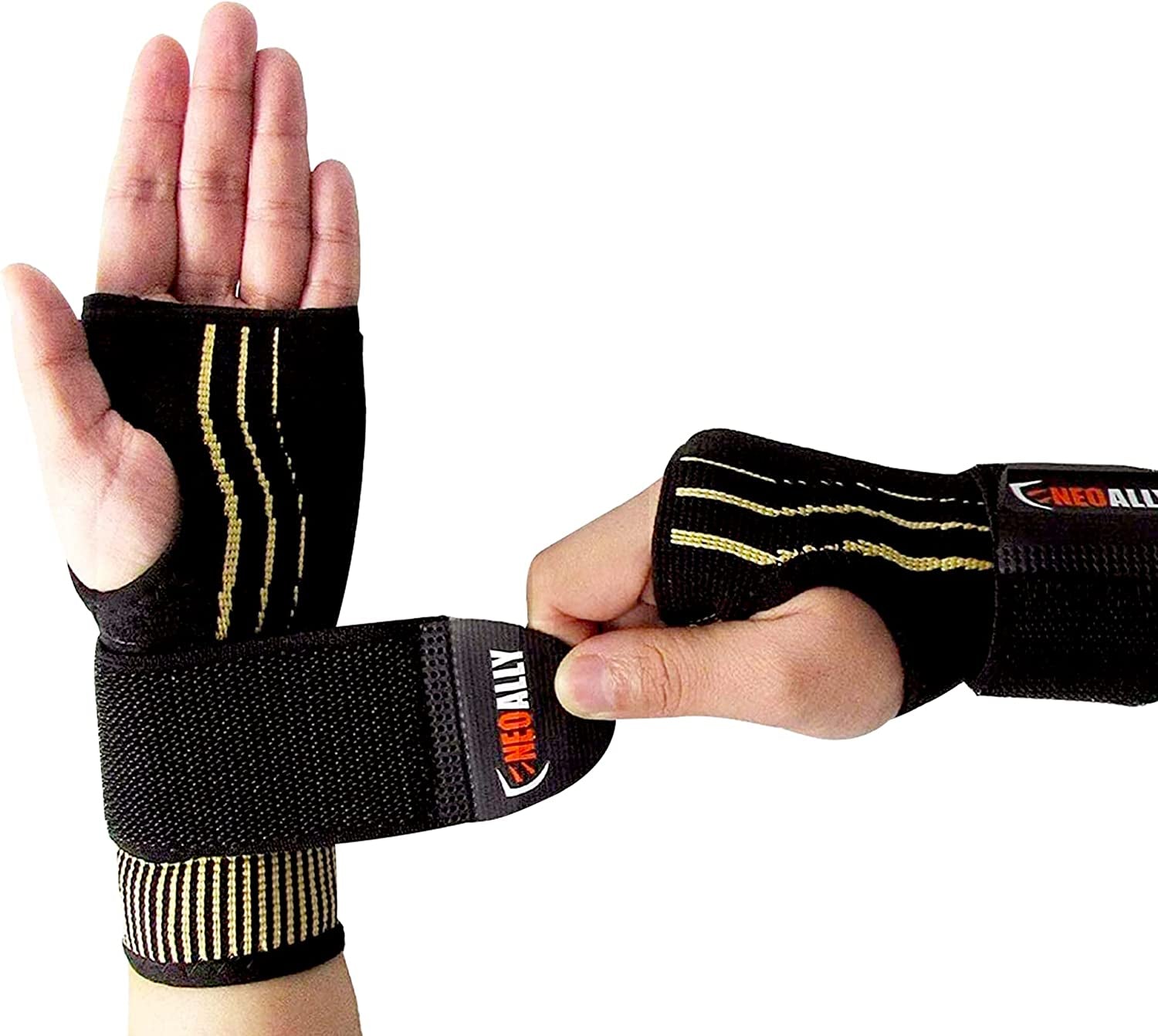 Neoally Copper Compression Wrist Sleeve for Carpal Tunnel Gloves with Adjustable Strap for Wrist Support in Carpal Tunnel, Arthritis, Tendonitis, Bursitis and Wrist Sprain (L Pair)