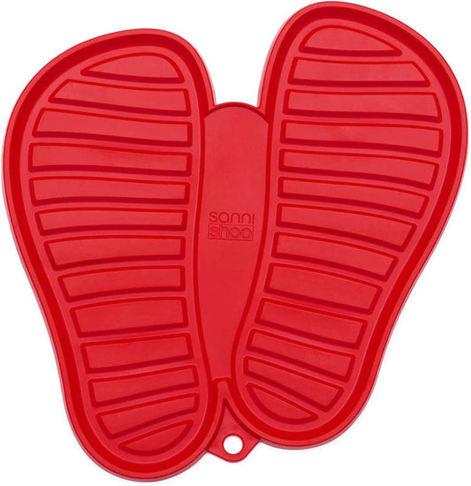 Sanni Shoo | Shoo.Pad | Flexible, Machine Washable Shoe Draining Floor Mat | Shoe Tray, Drying and Dirt Catching Mat for Shoes (Size M (Up to US Shoe Size 8.5), Red)