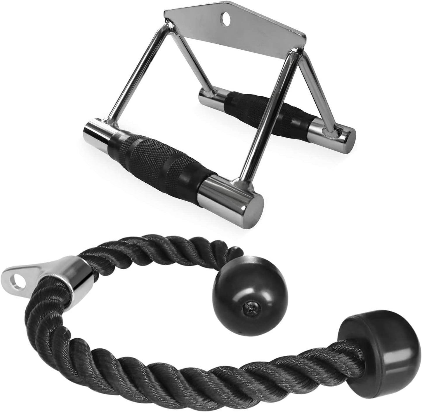 A2ZCARE Cable Machine Accessories for Weight Lifting, LAT Pull down Attachment V Handle, V-Shaped Bar, Tricep Rope, Rotating Straight Bar