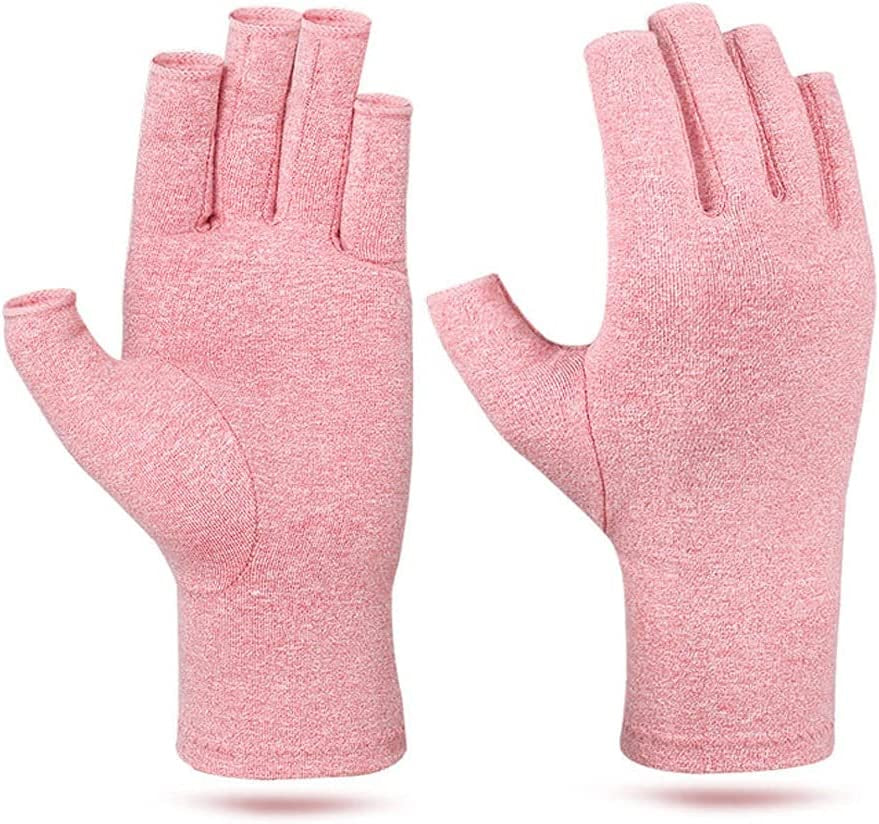 Springs Arthritis Compression Gloves 2 Pair Fingerless Gloves Unisex Hand Glove for Cycling Work Support for Wrist Hands Rheumatoid Osteoarthritis Joint Pain Relief Ease Muscle Tension