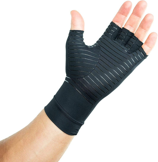Compressionattire Arthritis Compression Gloves for Women and Men for Pain, Swelling and Rheumatoid//Fingerless Design/Carpal Tunnel/Computer Typing Gloves/Infused with Copper (Unisex) Large
