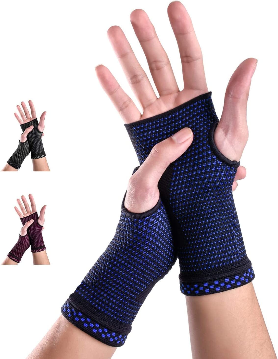 ABYON Wrist Compression Sleeves (Pair) for Carpal Tunnel and Pain Relief Treatment,Wrist Support for Women and Men.Breathable and Sweat-Absorbing Carpal Tunnel Wrist Brace