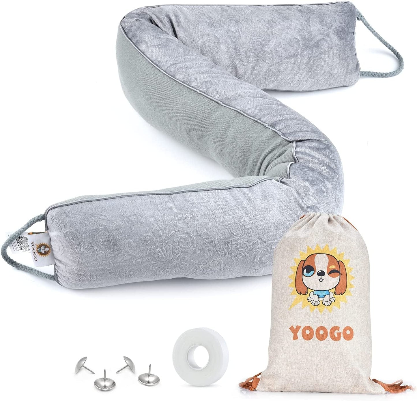 YOOGO Door Draft Stopper - Noise Breeze Cold Air under Door Blocker, Machine Washable Soundproof Draft Guard, Door Snake Draft Stoppers for Bottom of Door, Large Bag (36 in Triangle Water Resistant)