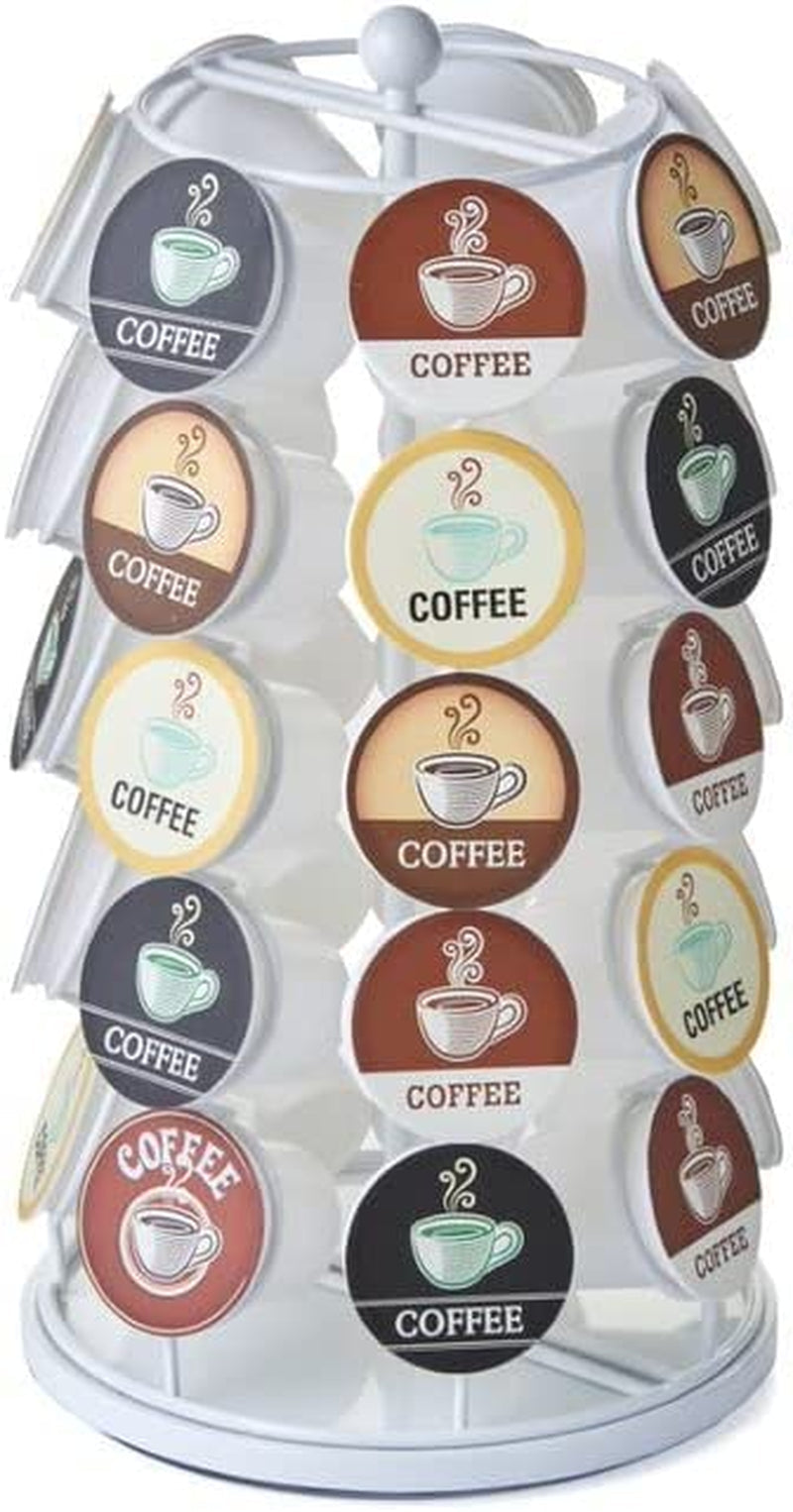 Nifty Coffee Pod Carousel – Compatible with K-Cups, 28 Pod Pack Storage, Spins 360-Degrees, Lazy Susan Platform, Modern Chrome Design, Home or Office Kitchen Counter Organizer