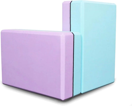 AIPRODA Yoga Block Set of 2, High Density Eco Friendly EVA Foam Brick, Solid/Dual Color Yoga Blocks, Provides Stability Balance for Improve Strength and Deepen Pose Yoga Pilates Props (Blue&Purple)