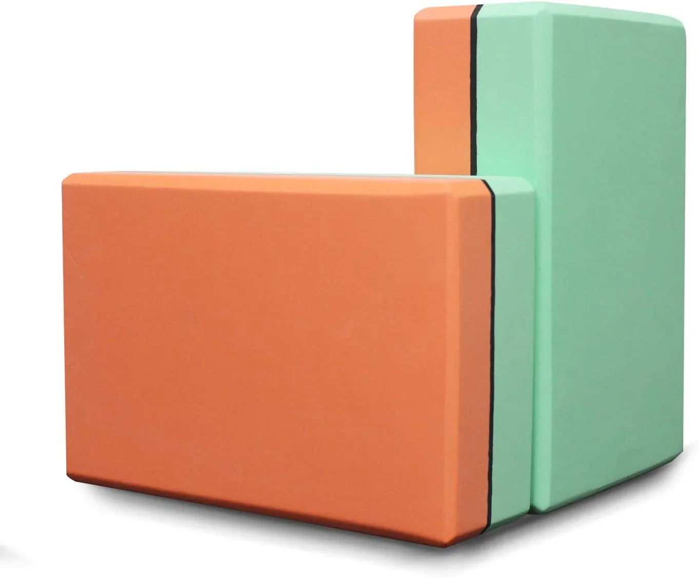 AIPRODA Yoga Block Set of 2, High Density Eco Friendly EVA Foam Brick, Solid/Dual Color Yoga Blocks, Provides Stability Balance for Improve Strength and Deepen Pose Yoga Pilates Props (Orange&Green)