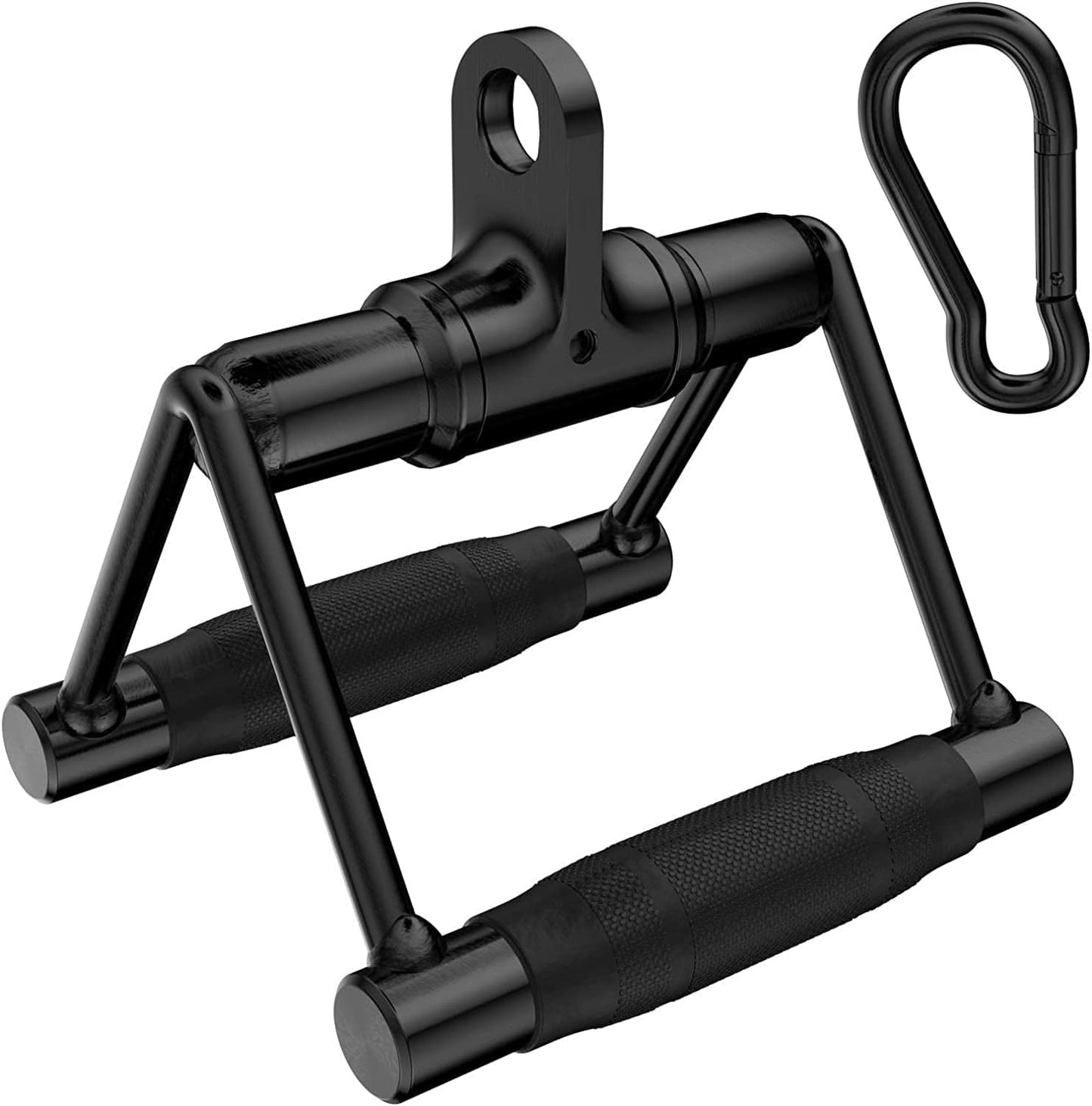 Allbingo Pro Black Steel Cable Attachment Handles,Ultra Heavy Duty Cable Machine Accessories with Rubber Grips for Tricep Rowing LAT Pulldown Press down T Bar Home Gym