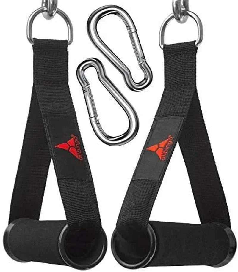 Allbingo Strong Pulley Handles Compatible for Resistance Bands Cable Machines，Heavy Duty Comfortable Exercise Handle Grips Attachment with Big Carabiners
