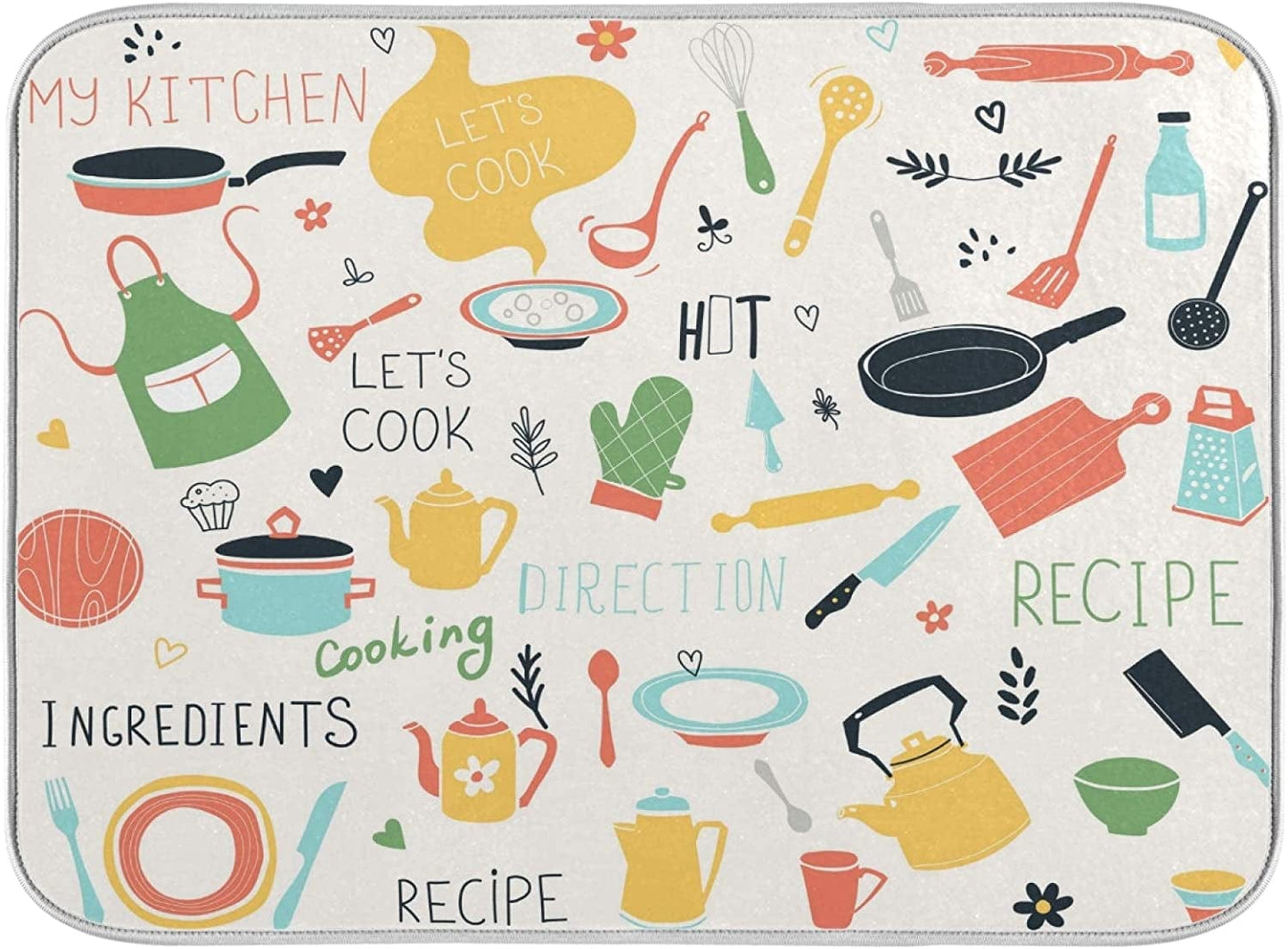 American Flag on Wooden Fence Dish Drying Mats for Kitchen 18X24 Inch USA Flag Patriotic Absorbent Machine Washable Fast Drying Pad Dish Drainer Mat for Kitchen Counter