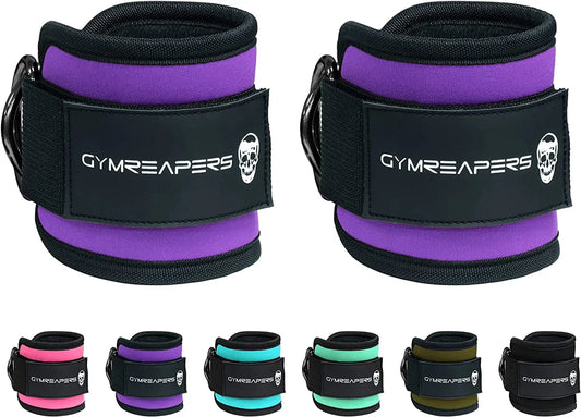 Ankle Straps (Pair) for Cable Machine Kickbacks, Glute Workouts, Lower Body Exercises - Adjustable Leg Straps with Neoprene Padding