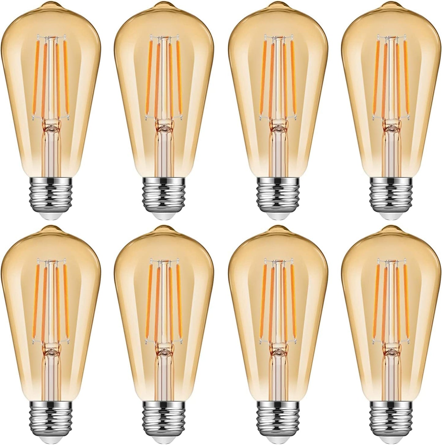 Ascher Vintage LED Edison Bulbs, 6W, Equivalent 60W, Non-Dimmable, High Brightness Warm White 2700K, ST58 Antique LED Filament Bulbs with 80+ CRI, E26 Medium Base, Clear Glass, Pack of 4