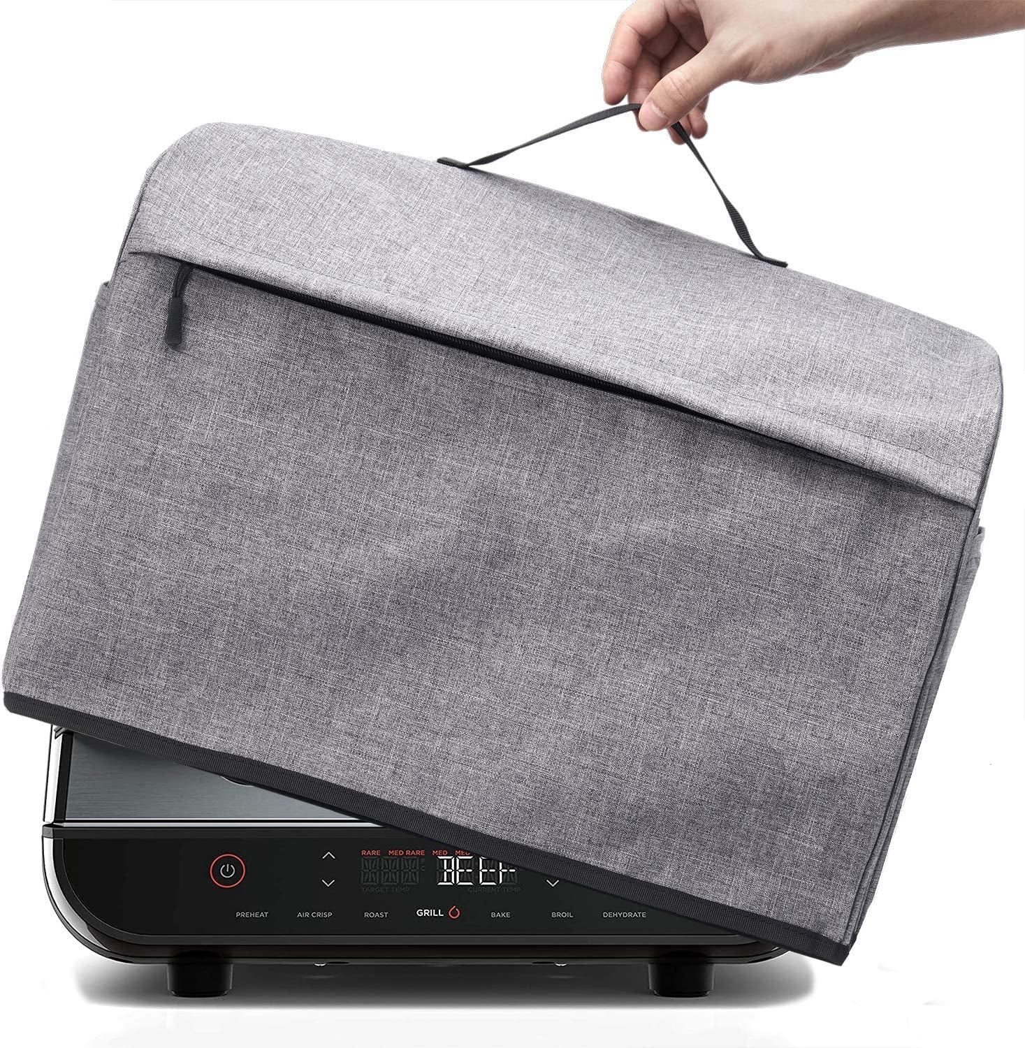 VOSDANS Dust Cover with Pockets for Ninja FG551 Foodi Smart XL 6-In-1 Indoor Grill, Machine Washable, Black (Cover Only)