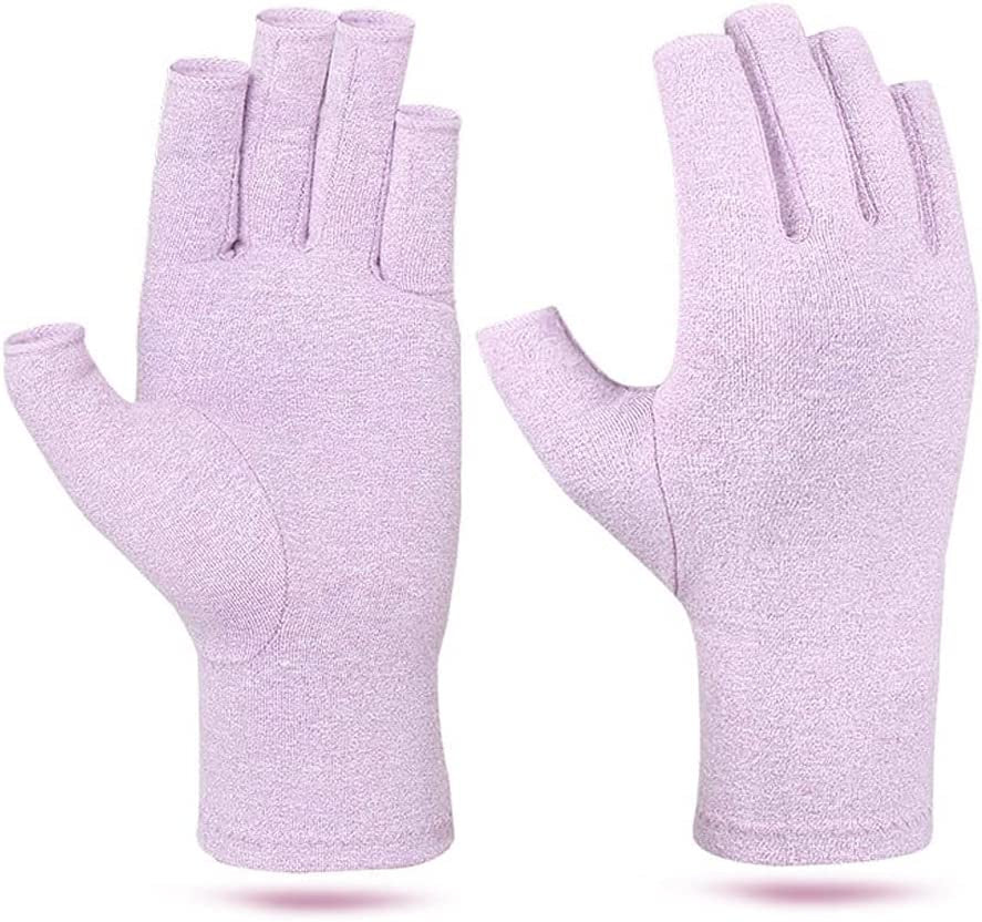 Springs Arthritis Compression Gloves 2 Pair Fingerless Gloves Unisex Hand Glove for Cycling Work Support for Wrist Hands Rheumatoid Osteoarthritis Joint Pain Relief Ease Muscle Tension
