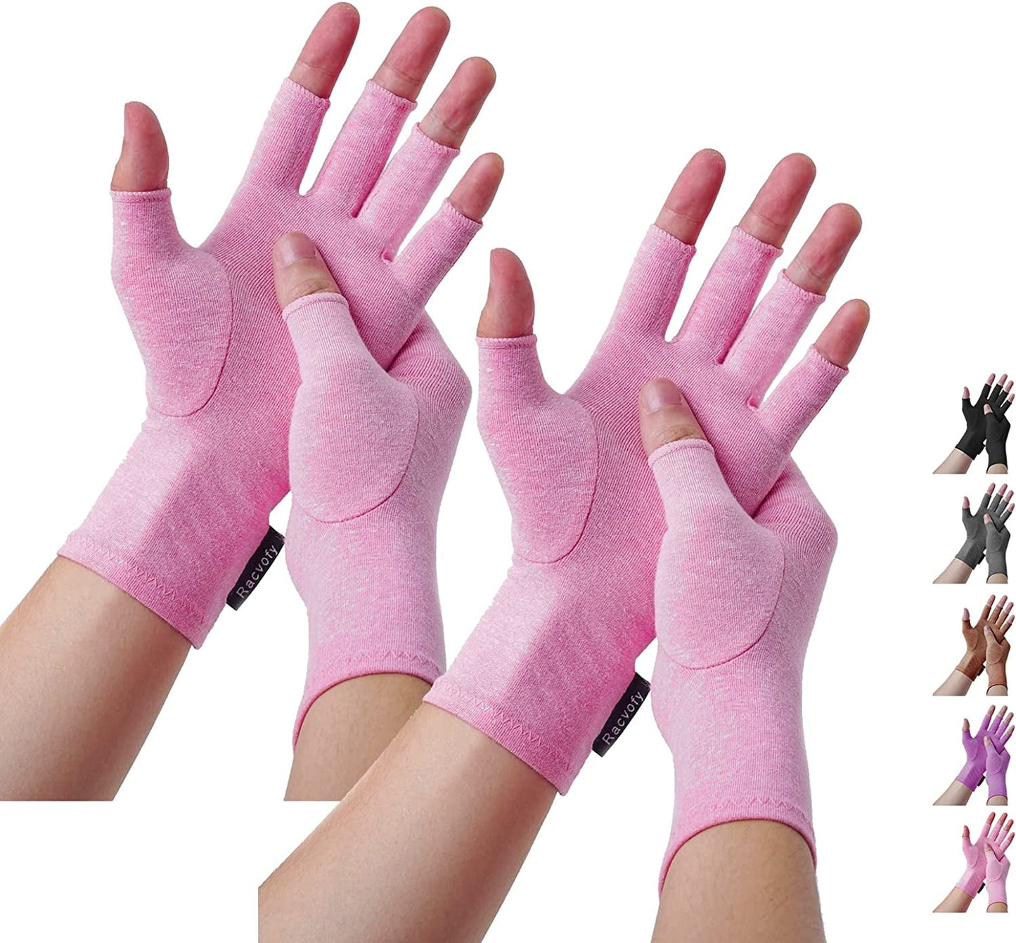 Racvofy Arthritis Gloves, Fingerless Gloves, Relieve Muscle Pain, Comfortable Fit Compression Gloves for Arthritis, Rheumatiod, Tendonitis, Carpal Tunnel Pain, Computer Typing, Dailywork (Grey, S)