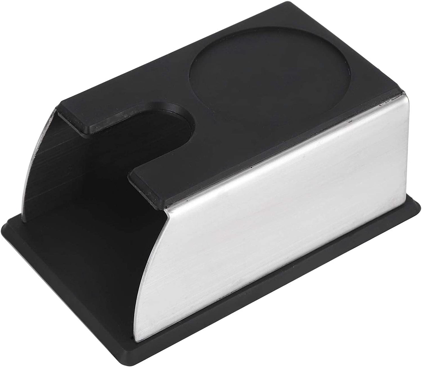 Non Slip Coffee Tamper Holder, Stainless Steel and Silicone Stand Rack Tamping Station Mat, Coffee Machine Tool for Coffee Shop, Tea Shop, West Restaurant(Brown)