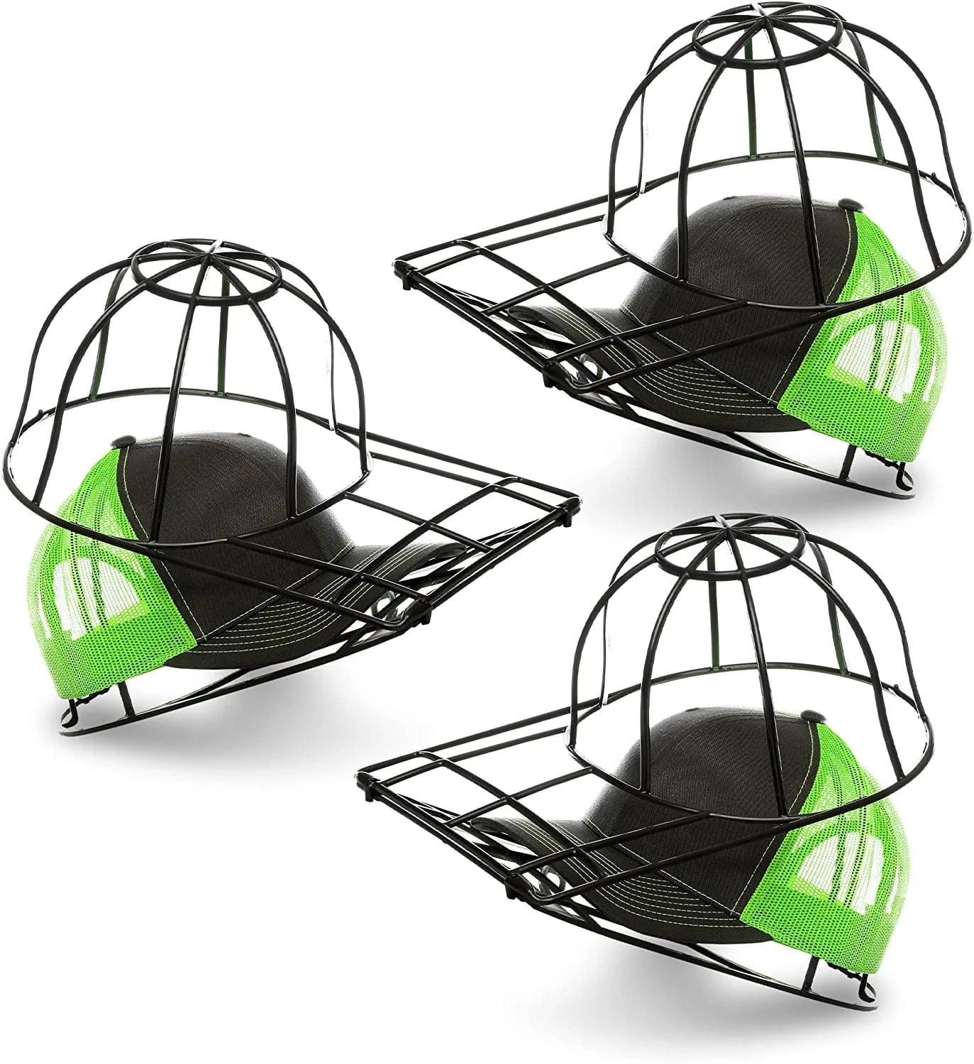 Ballcapbuddy - Original and Patented Hat Cleaner, Hat Washer for Washing Machine or Dishwasher, Cap Washer Frame for Flat & Curved Hats, 3 Pack, Black, Made in USA