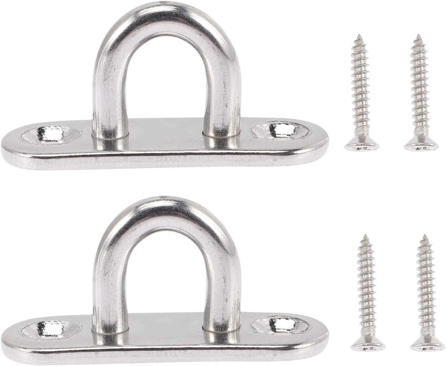 Baluue 4Sets Gym Swing Stainless Hooks Hammock Indoor Screws Eye Outdoor with Wall Bracket Screw Duty Steel Mount for Heavy Ceiling Hanging Hardware Suspension Anchor Chair Metal Strap