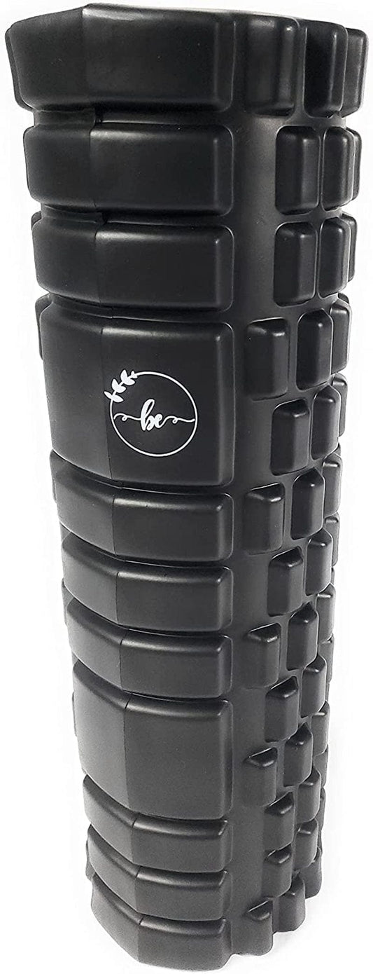 BE Hollow Grid Foam Roller 17.5” Exercise and Fitness Medium Density for Deep Muscle Tissue Massage Recovery, Physical Therapy and Myofascial Trigger Point Release- Black