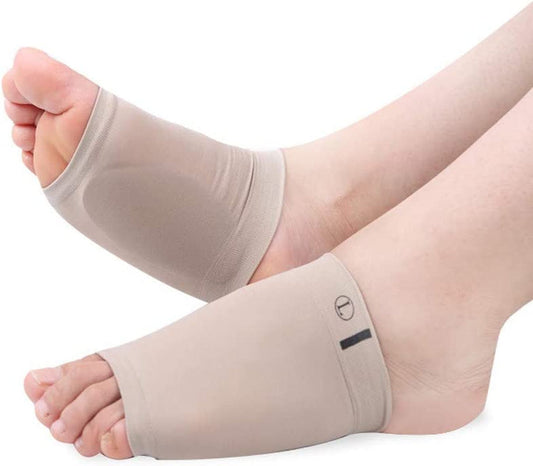 EXCEI Soft Gel Arch Support Sleeves Gel Foot Flat Support for Plantar Fasciitis Set Sports Headbands for Training Men (Beige-C, One Size)