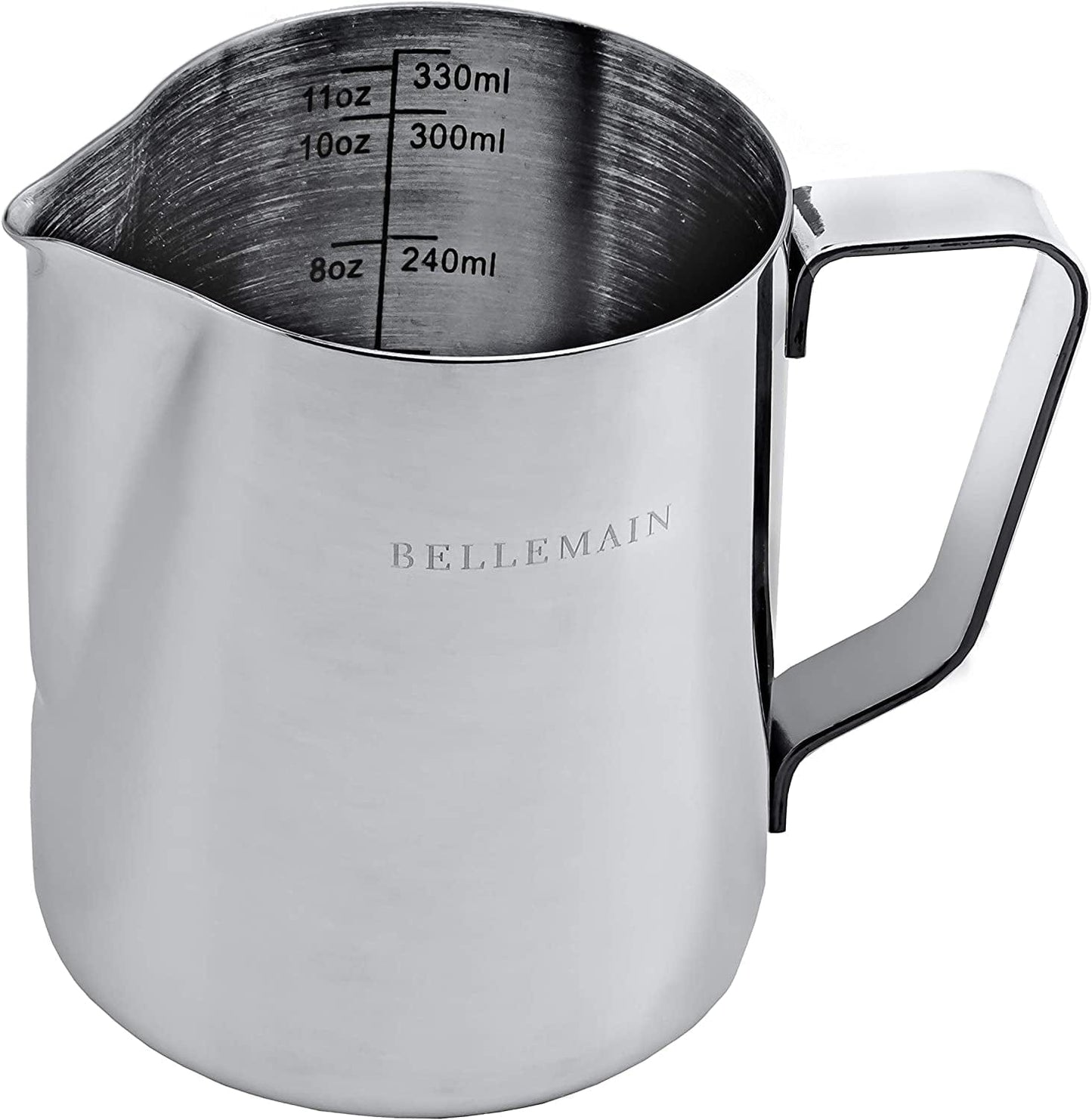 Bellemain Milk Frothing Pitcher 12 Oz | Espresso Steaming Pitcher, Small Milk Pitcher for Espresso Machine | Milk Frothing Cup, Stainless Steel Milk Frother Cup | Metal Pitcher for Steaming Milk