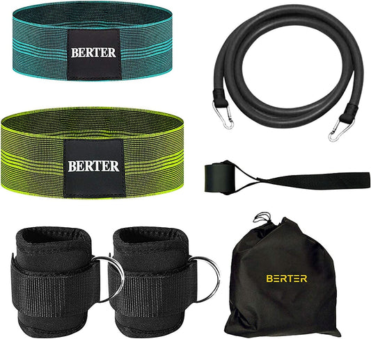 BERTER Resistance Bands Set, Booty Workout Exercise Hip Bands, Ankle Strap for Cable Machines, Leg and Butt Training, Glute Workouts, Abs, Home, Gym