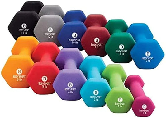 Body Sport Neoprene Dumbbell – Dumbbells for Exercises – Strength Training Equipment – Neoprene Dumbbells – Home Gym Accessories – Weight Training – Pair
