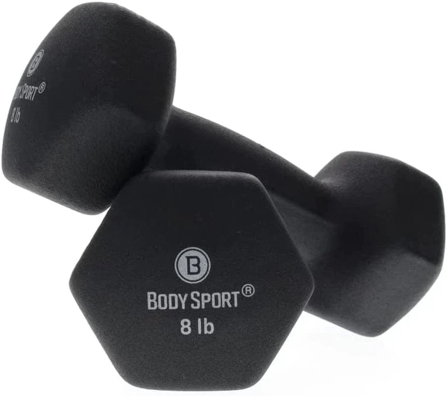 Body Sport Neoprene Dumbbell – Dumbbells for Exercises – Strength Training Equipment – Neoprene Dumbbells – Home Gym Accessories – Weight Training – Pair