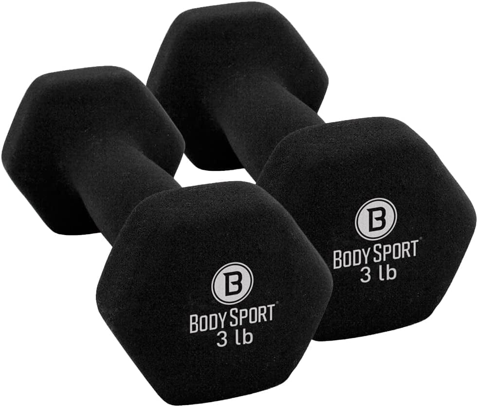 Body Sport Neoprene Dumbbell – Dumbbells for Exercises – Strength Training Equipment – Neoprene Dumbbells – Home Gym Accessories – Weight Training – Pair