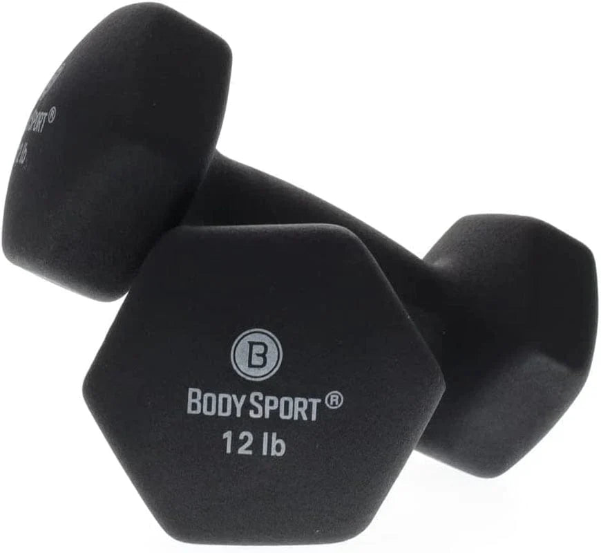 Body Sport Neoprene Dumbbell – Dumbbells for Exercises – Strength Training Equipment – Neoprene Dumbbells – Home Gym Accessories – Weight Training – Pair