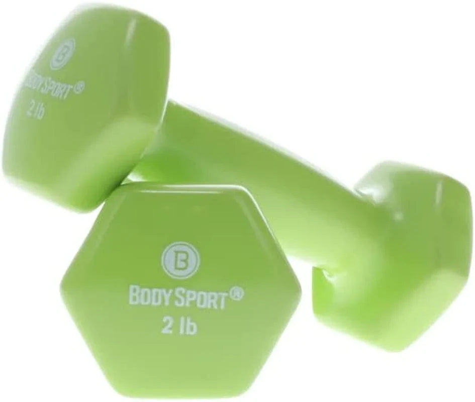 Body Sport Vinyl Dumbbell Hand Weight – Dumbbells for Exercises – Strength Training Equipment – Neoprene Dumbbells – Home Gym Accessories – Weight Training – Pair