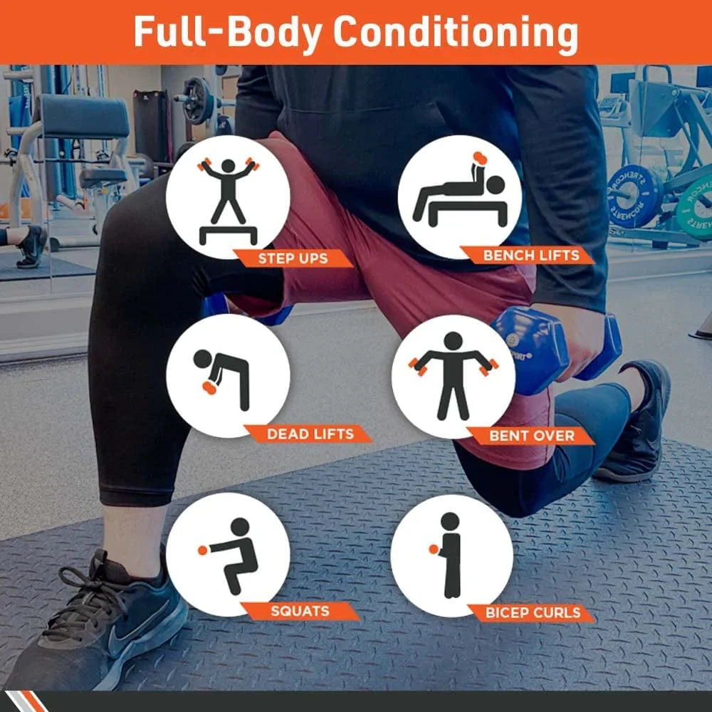 Body Sport Vinyl Dumbbell Hand Weight – Dumbbells for Exercises – Strength Training Equipment – Neoprene Dumbbells – Home Gym Accessories – Weight Training – Pair