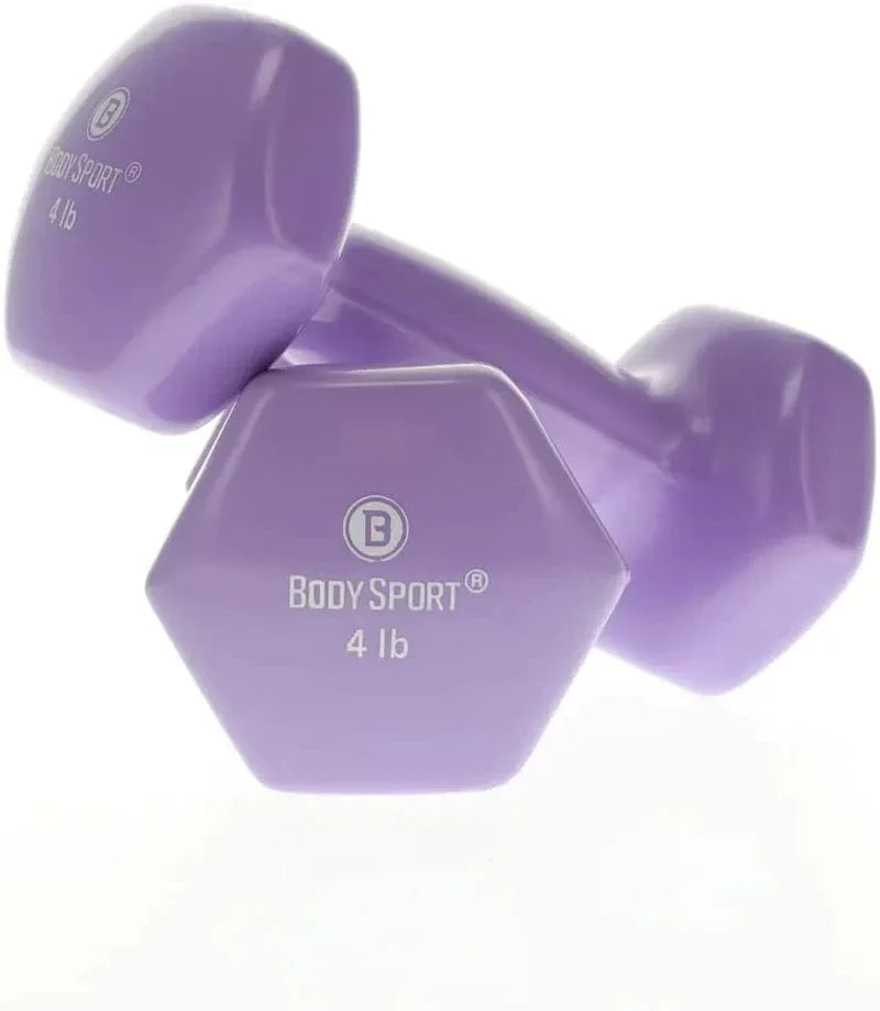 Body Sport Vinyl Dumbbell Hand Weight – Dumbbells for Exercises – Strength Training Equipment – Neoprene Dumbbells – Home Gym Accessories – Weight Training – Pair