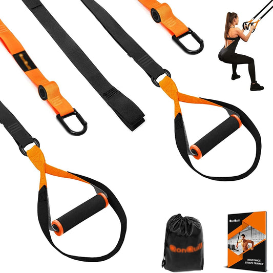 Bodyweight Resistance Training Kit for Full Body Workouts - Fitness Straps Workout Equipment (Premium Black)