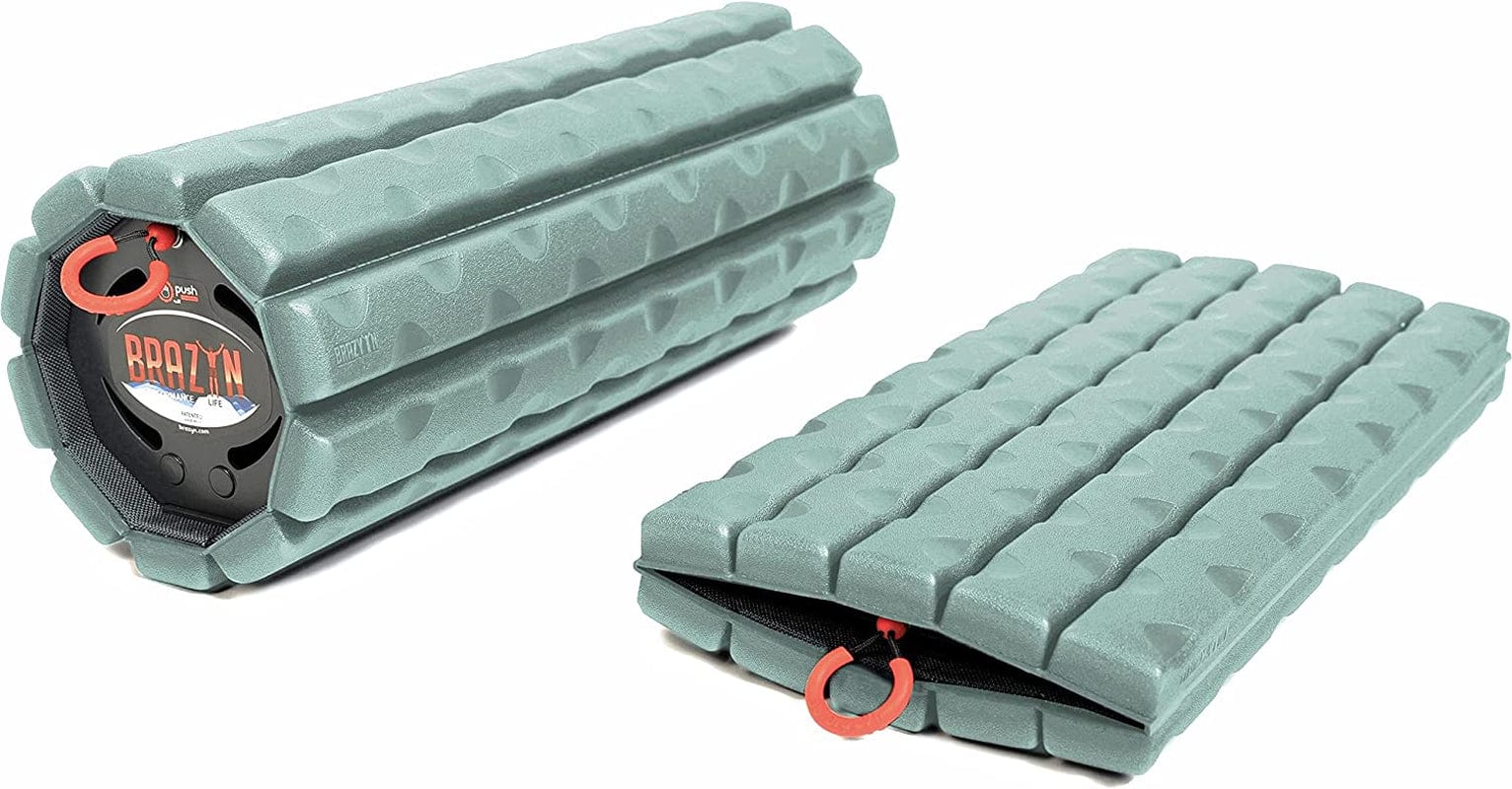 Brazyn Morph Foam Roller (Bravo-Sage): Collapsible Travel Foam Roller for Back Pain Relief, Workout Muscle Recovery, Back Massager, Deep Tissue Leg Massage, Back Cracker, Stretcher; Small, Portable