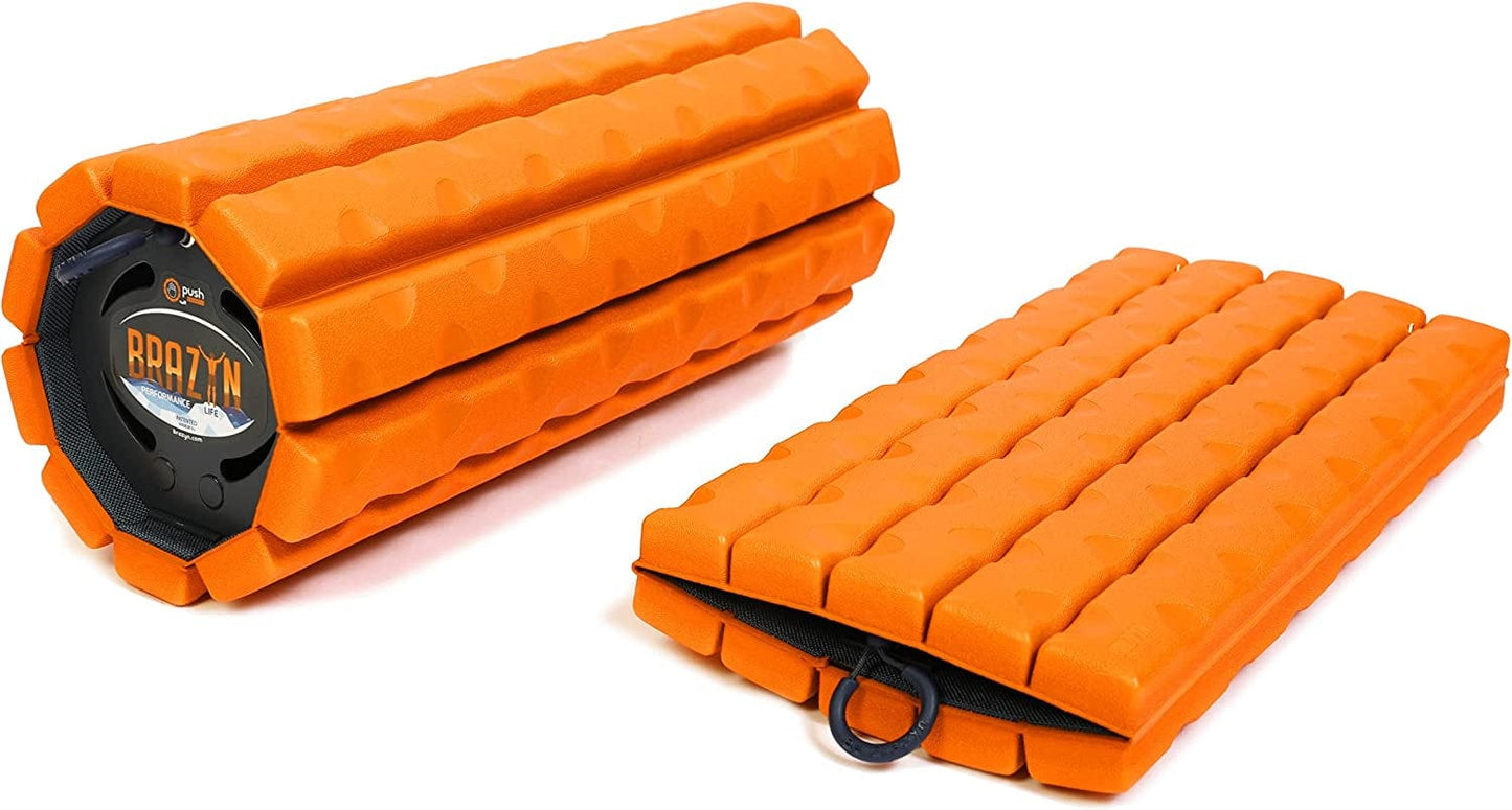 Brazyn Morph Foam Roller (Bravo-Sage): Collapsible Travel Foam Roller for Back Pain Relief, Workout Muscle Recovery, Back Massager, Deep Tissue Leg Massage, Back Cracker, Stretcher; Small, Portable