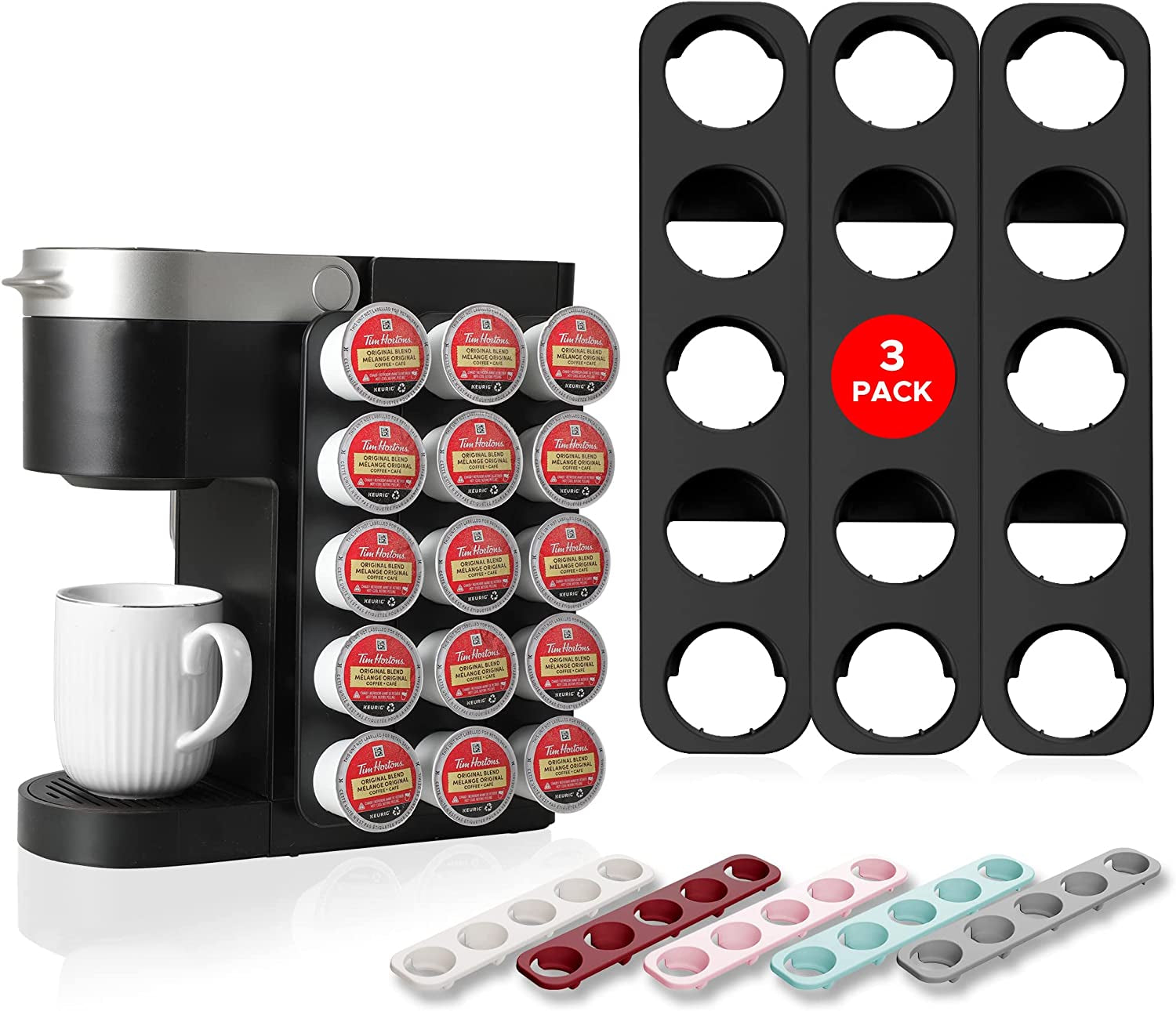 STORAGENIE Slim Kcup Holder, Coffee Pod Storage for Keurig Pods, K Cup Drawer Organizer, 2Pack / for 10 K Cups (Red)