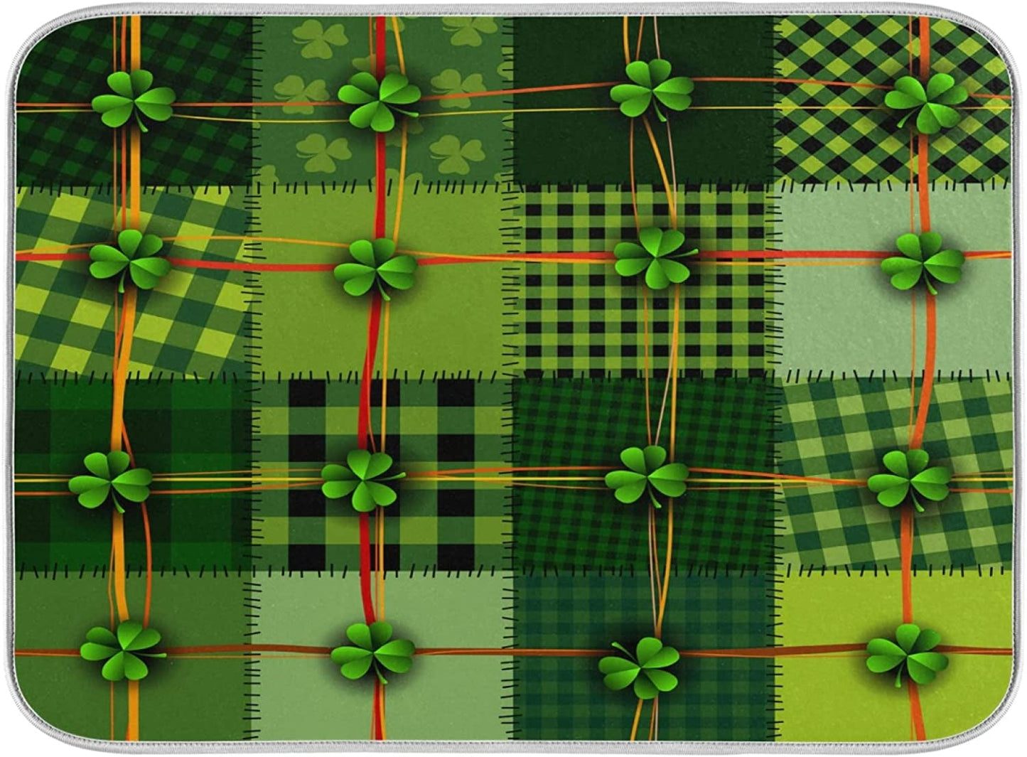 American Flag on Wooden Fence Dish Drying Mats for Kitchen 18X24 Inch USA Flag Patriotic Absorbent Machine Washable Fast Drying Pad Dish Drainer Mat for Kitchen Counter