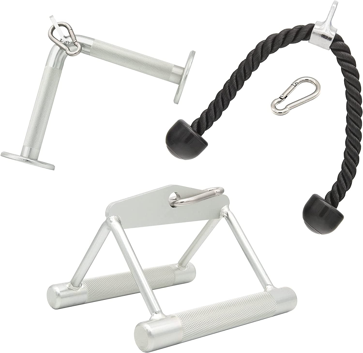 Timfcbs Gym Cable Attachment Fitness Set, V-Shaped Bar, Tricep Rope, Straight Bar, Double D Handle