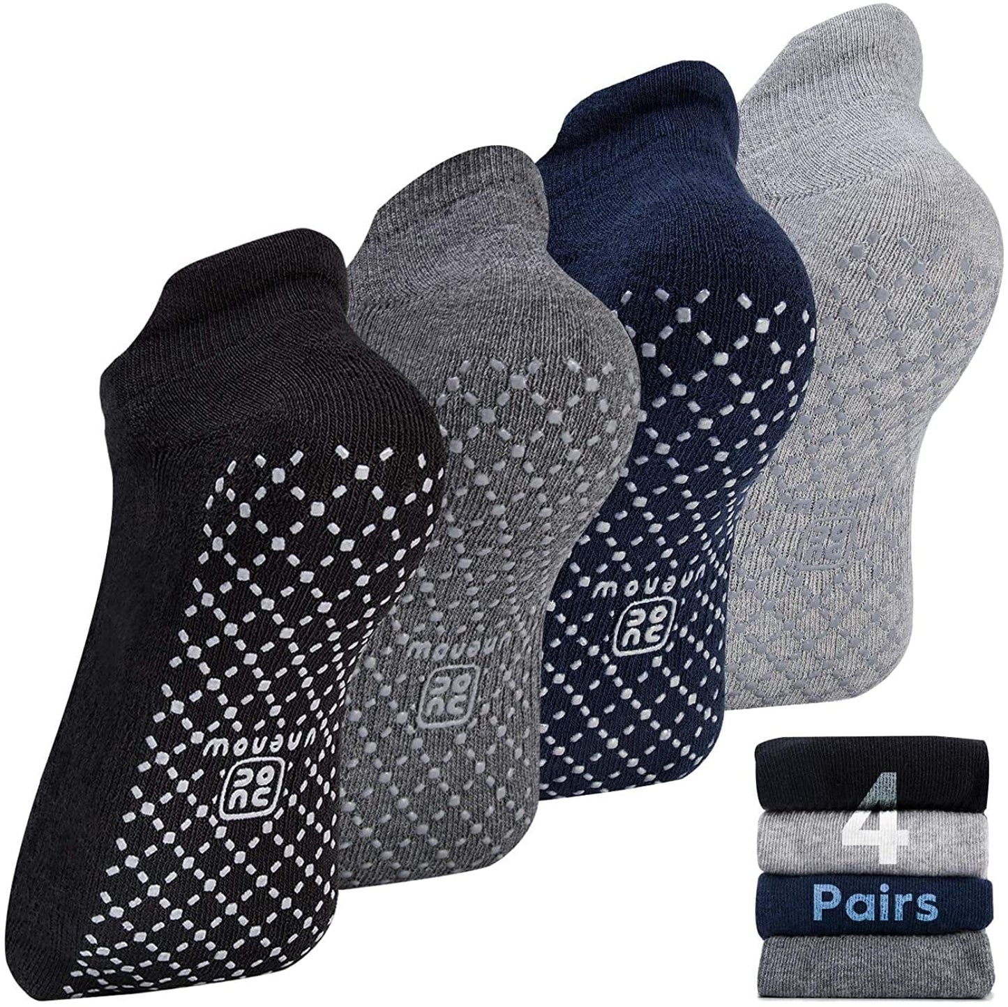 Unenow Unisex Non Slip Grip Socks with Cushion for Yoga, Pilates, Barre, Home & Hospital