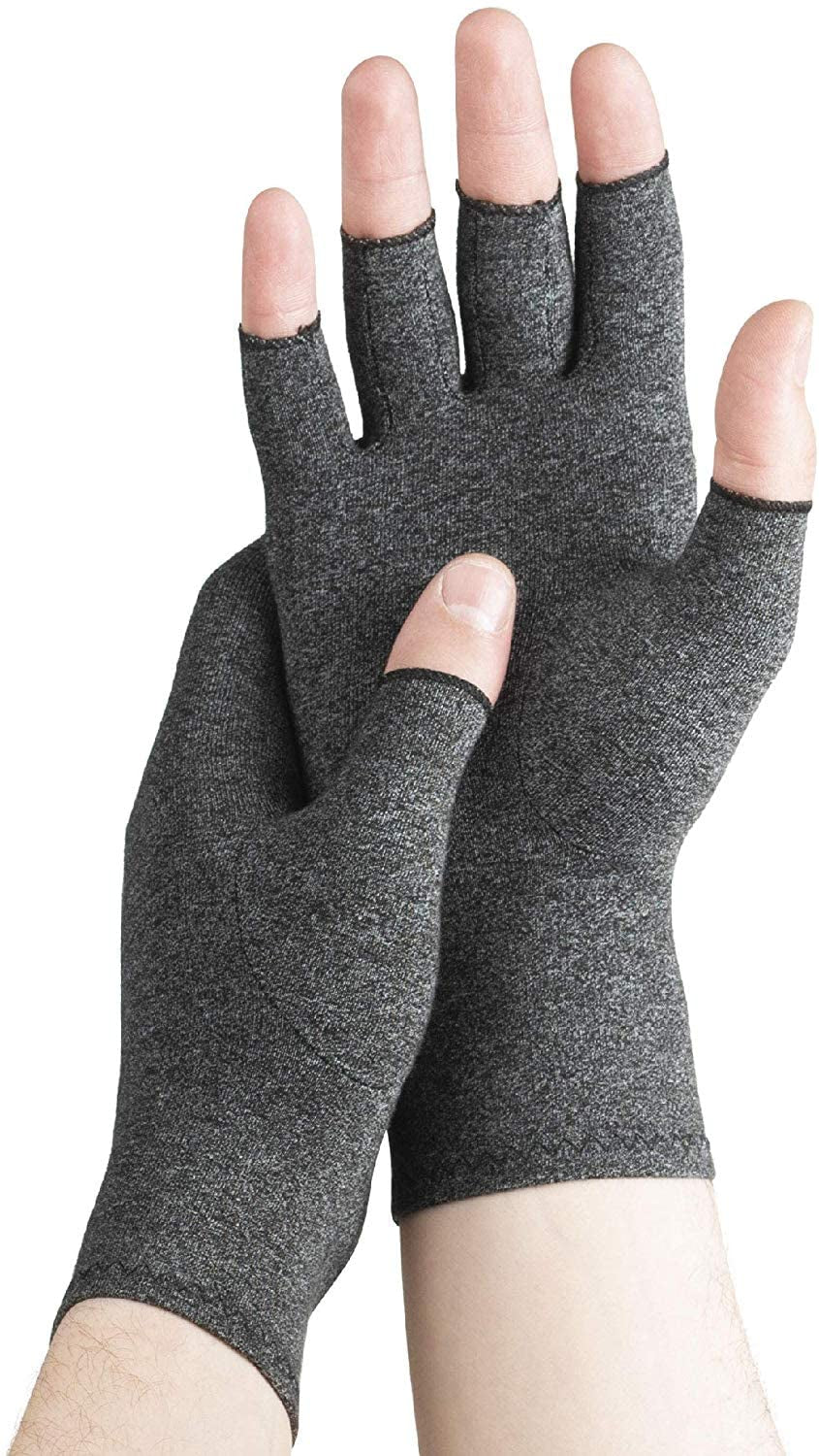 Serenily Arthritis Gloves - Hand Compression Gloves for Women & Men. Ortho Gloves for Carpal Tunnel, Swelling, & Raynauds Syndrome. Comfy Open Finger Glove for Rheumatoid & Osteoarthritis Pain Relief (L)