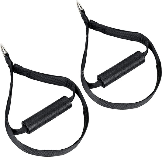Cable Attachment Handles, Handles for Suspension Trainer or Resistance Bands, Home Gym Accessory with Rubber Handles and Foot Loops
