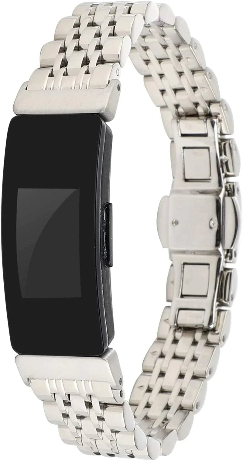 Chofit Metal Bracelet Compatible with Fitbit Inspire/ Inspire Hr/Inspire 2 Bands, Stainless Steel Replacement Strap Bangle Bracelet Wristband Accessories for Inspire Tracker for Women (Silver)