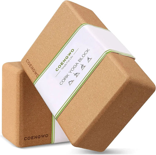 COENGWO Yoga Block Cork, Eco Friendly Yoga Block Handstand Block, Supportive Balance Deepen Poses for Yoga Beginners, Stretch, Pilates, Meditation