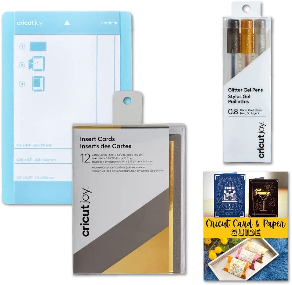 Cricut Joy Machine Card Cutting Mat, Gel Pen Set and Insert Cards in Macarons Sampler Bundle - DIY Card Design Project Seasonal Wedding Baby Greeting Invitation Party Gift Calligraphy - Essential Kit